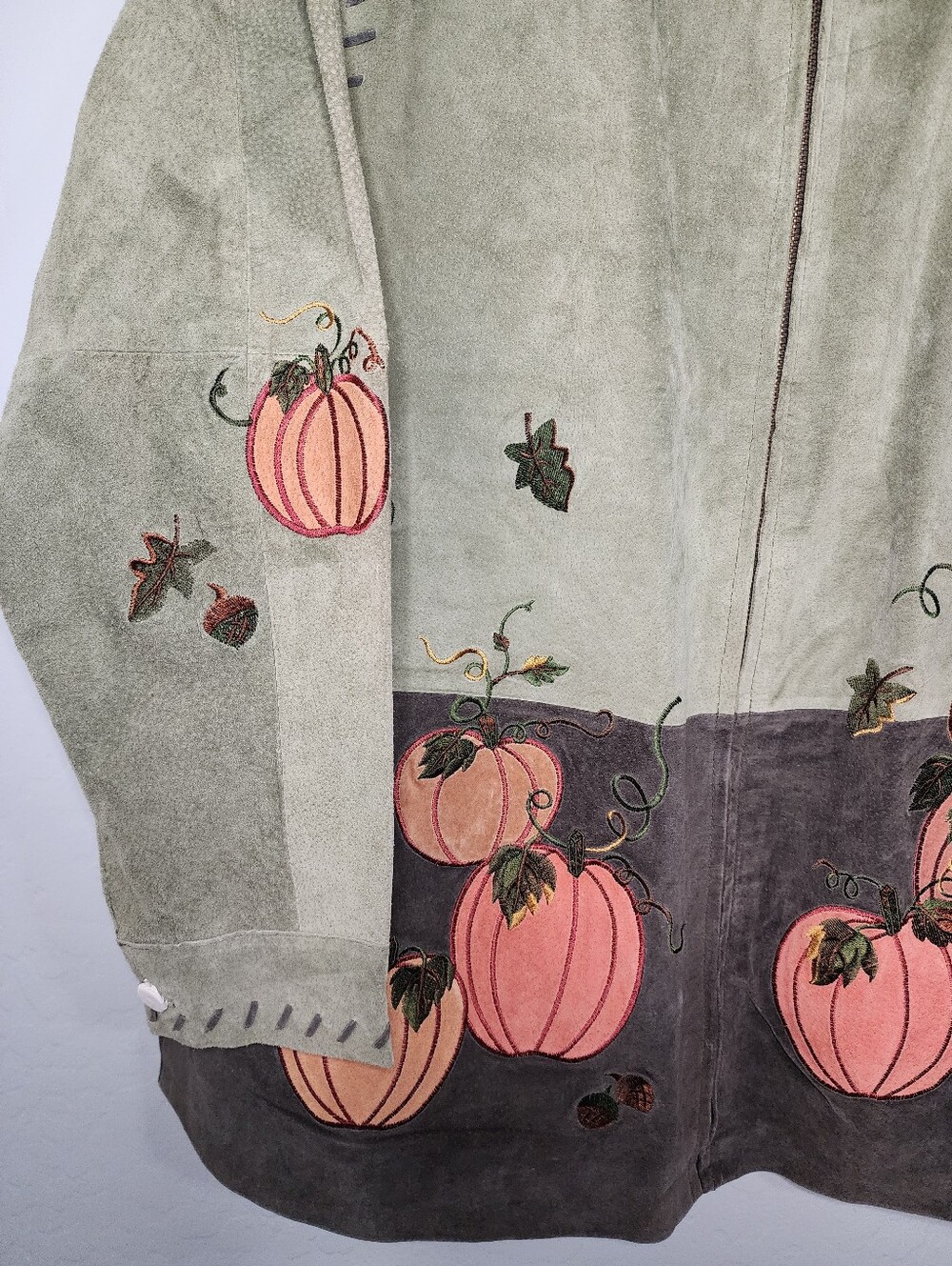 Leather Quacker Factory Pumpkin Embroidered Zip Up Jacket New With Tags Size 1X - Picture 5 of 11